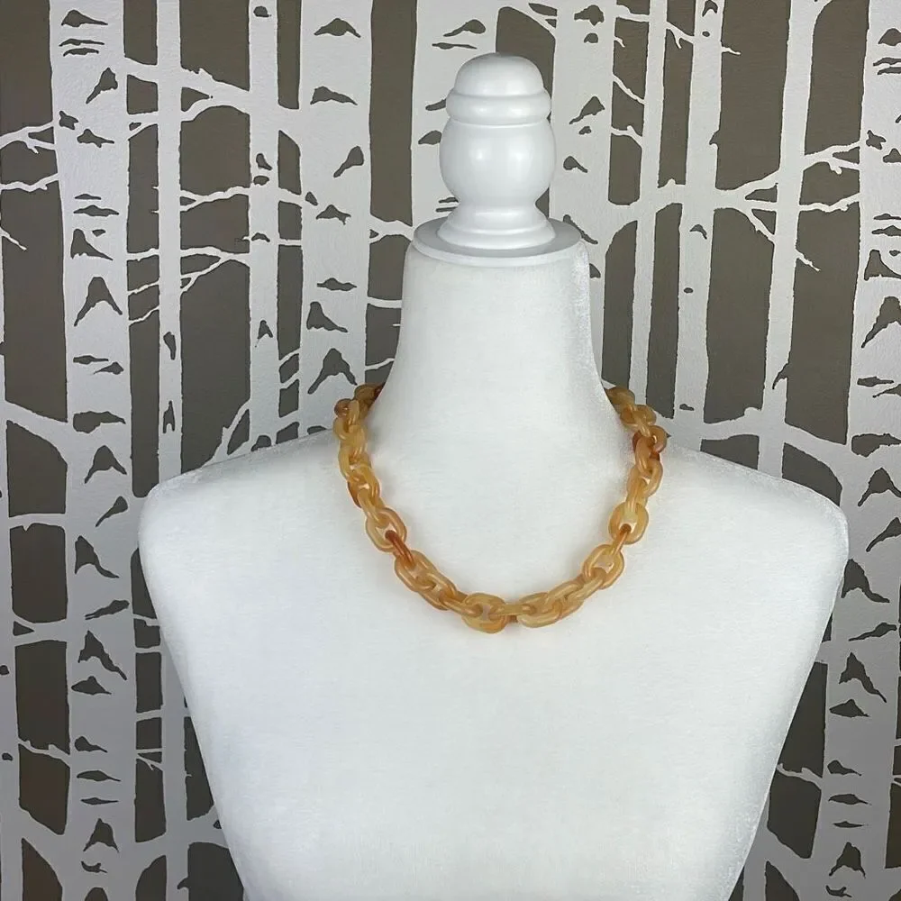 Rush By Denis & Charles Plastic Shades of Amber Chain Link Necklace NEW - Picture 2 of 5